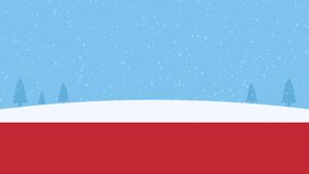 Santa Claus Cartoon Character Waving Over Blank Sign. 4K Animation Video Motion Graphics With Snow Background