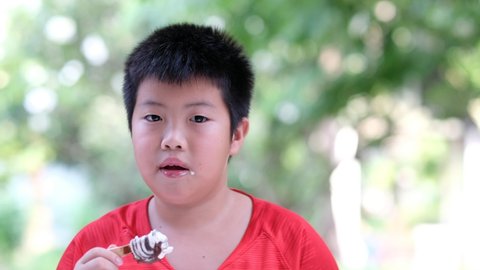 324 Asian boy eating ice cream Stock Video Footage - 4K and HD Video ...