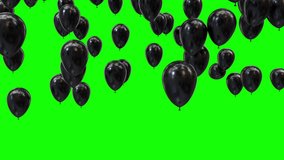 Flying Black Helium Balloons from Bottom to Top and Disappear isolated on Green Screen Background 4K - Powered by Shutterstock - Get 15% off with code: PIKWIZARD15
