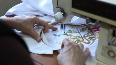 Woman is Making Etamine Art Handmade
