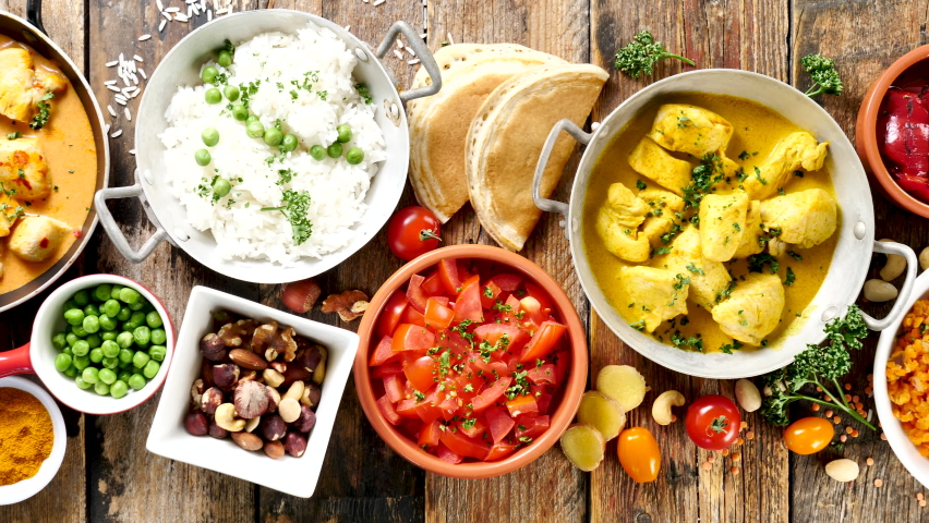 Assorted of indian food- top view | Shutterstock HD Video #1072231940