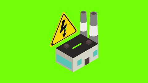 Power plant icon animation cartoon best object on green screen background