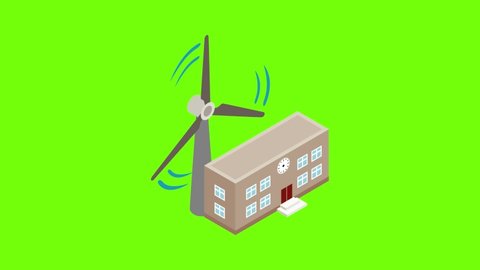 Wind farm icon animation cartoon best object on green screen background