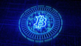 Mining Bitcoin Process Visualisation Fantasy, Digital Nanotech Crypto Money Blue Background - Powered by Shutterstock - Get 15% off with code: PIKWIZARD15