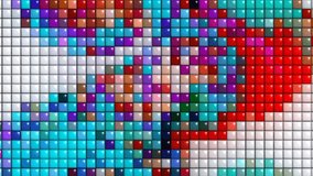 Abstract colorful mosaic squares tech geometric motion background