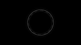 Round sound wave design on a black background, White circle digital sound equalizer. 
