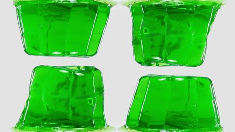 Wobbly green jelly on white background. 