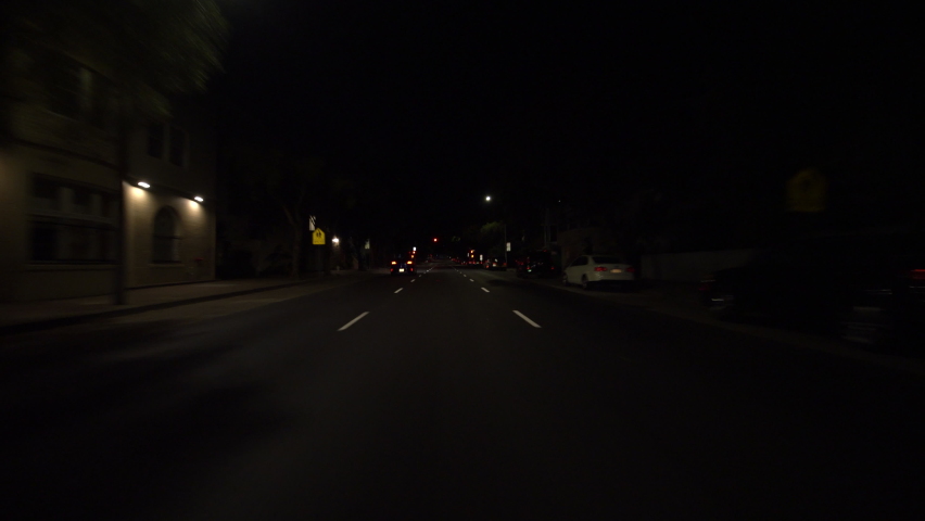 San Francisco Driving Plate Pacific Heights 05 Pine St at Scott St at Night California USA