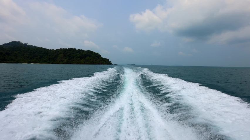 Background sea surface behind of fast moving motor boat. | Shutterstock HD Video #1072280558