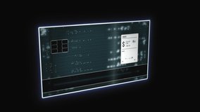 Digital futuristic credit card with fingerprint authentication on back against black background. Three-dimensional animation. - Powered by Shutterstock - Get 15% off with code: PIKWIZARD15