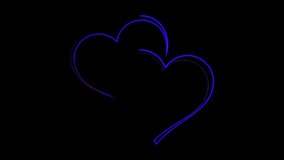 Two neon hearts. Design element for Happy Valentine's Day, Mothers Day For greeting card, banner, signboard 4K video.