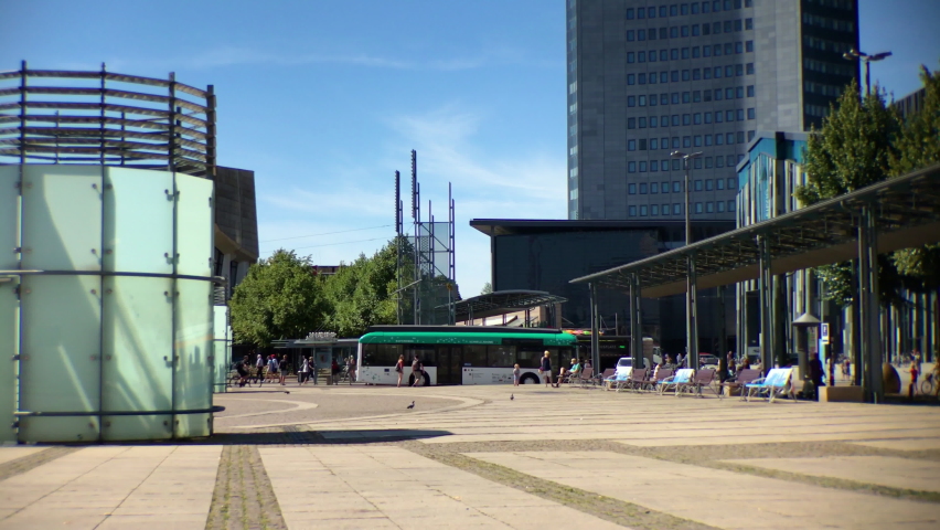 Daily life in Augustusplatz in Leipzig, Saxony, Germany.