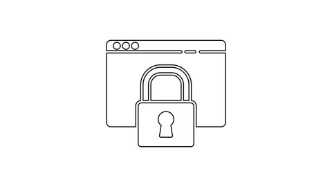 Black line Secure your site with HTTPS, SSL icon isolated on white background. Internet communication protocol. 4K Video motion graphic animation.