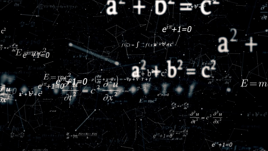 Scientific math problems flying at screen with astrology overlay Royalty-Free Stock Footage #1072298429