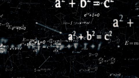 Scientific math problems flying at screen with astrology overlay