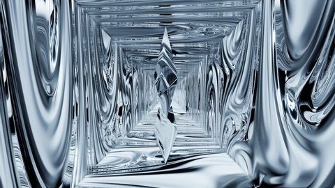 Ethereum flight through an ethereal liquid tunnel of chrome color. Great background for the VJ cycle and for the background of your videos