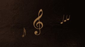 3d gold music notes animation footage,music concept wallpaper,golden particles and notes on a dark floor,dark background - Powered by Shutterstock - Get 15% off with code: PIKWIZARD15