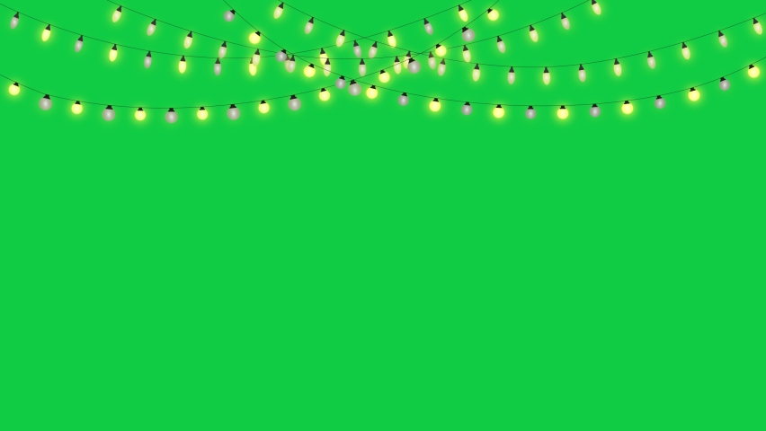 Christmas string lights on a green screen background animation footage,yellow lamps,light show for new year design Royalty-Free Stock Footage #1072319894