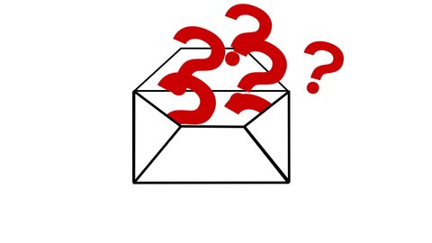 Sending Question Mark into Envelope Mail animation on White Background and Green Screen