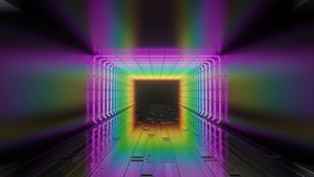 A wall of many neon lights. Multi-colored neon light switching. Camera movement along the neon sci-fi tunnel with blur. 3D 4K loop animation - Powered by Shutterstock - Get 15% off with code: PIKWIZARD15