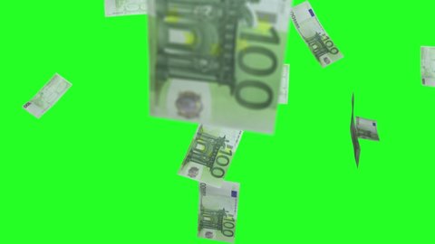 Euro money rain with green screen chroma key