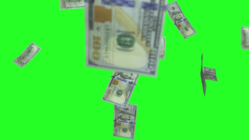 Money rain green screen, a rain of dollar money with green screen chroma key