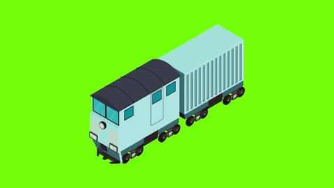 Container railcar icon animation cartoon best object on green screen background