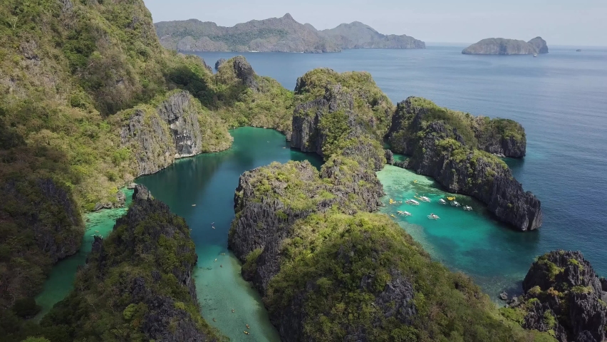 Drone view of Big Lagoon in Palawan, Philippines