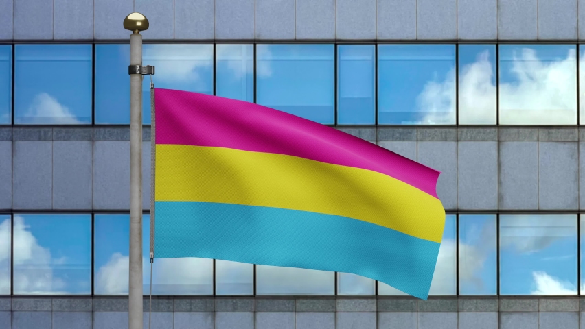 3d Pansexuality Flag Waving On Wind Stock Footage Video 100 Royalty