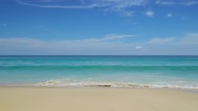 4K. Professional Video. Phuket Thailand Summer beach sea. Summer beach sea blue sky background. Nature and travel concept.