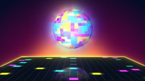 loop motion background of glowing rotating disco ball. animation for music video clips, events, disco party, night clubs. Musical visualization of beat pulsating sound, electronic dance hip-hop music - Powered by Shutterstock - Get 15% off with code: PIKWIZARD15