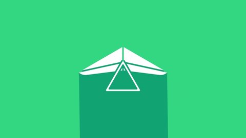 White Hang glider icon isolated on green background. Extreme sport. 4K Video motion graphic animation.