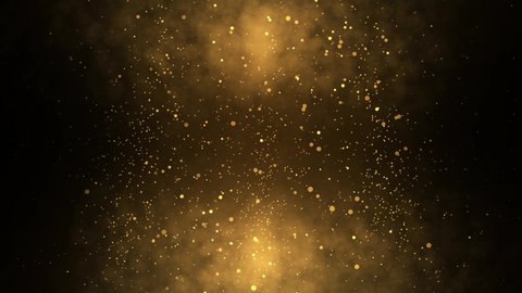 4K 3D loop animation Abstract festive motion background shining gold bokeh. Shimmering sparkling glitters particles flare light. awards ceremony, nightclub, fashion show or other festive events.