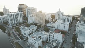 Sunrise urban footage of Miami Beach