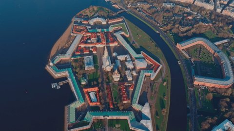 The morning flight over the sights of St. Petersburg and the water area of the Neva river, Peter and Paul fortress, the Hermitage museum, Rostral columns, bridges, St. Isaac cathedral, the Admiralty