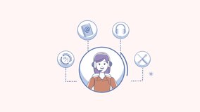 customer service female worker and set icons ,4k video animated - Powered by Shutterstock - Get 15% off with code: PIKWIZARD15