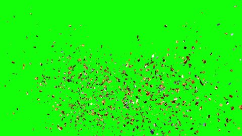 Multicolored confetti exploding on the sides of the screen in 4K with separated Alpha Channel and Green