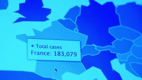 Covid 19 pandemic statistics on screen. Number of Coronavirus cases rising. Map data showing increasing numbers of Corona virus pandemic infected cases. international statistics. Health care concept.  - Powered by Shutterstock - Get 15% off with code: PIKWIZARD15