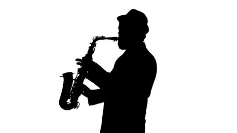 Man In Hat Energetically Playing Saxophone Silhouette