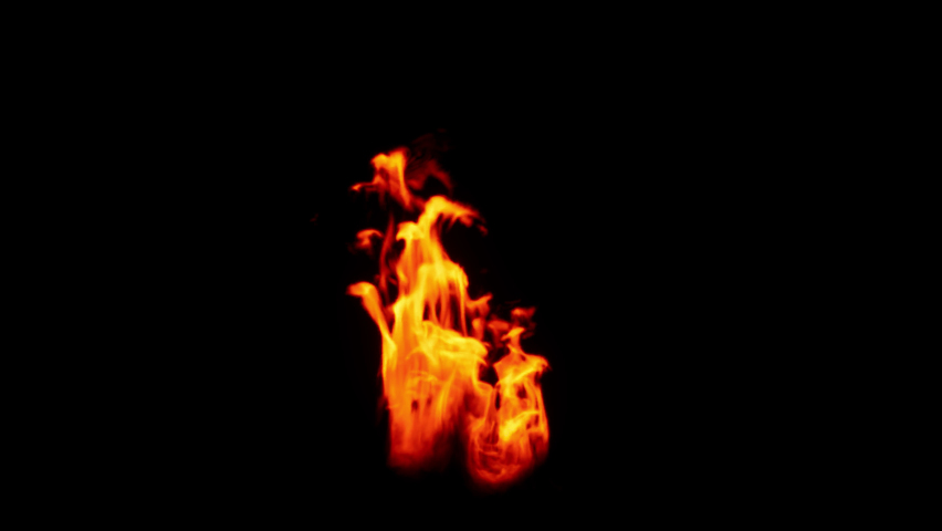 The flames begin to burn and ignite with the end of these fires Isolated (transparent background) with ProRes codec for any video or animation movie or Cinematic clips or film project