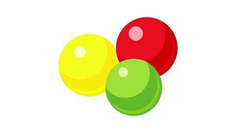 Colorful gumballs icon animation cartoon object on white background
