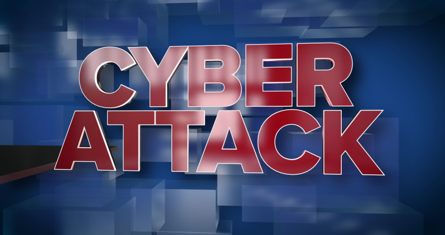 A red and blue dynamic Cyber Attack title page animation.  	 Royalty-Free Stock Footage #1072489004