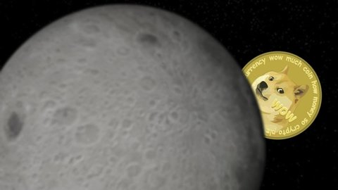 Dogecoin appears from behind the moon. The alt coin that lives up to it's hype.