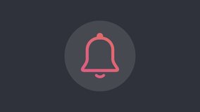Cool minimalistic animated gradient ringing bell in round. Notification icon conceptual 2D video clip. Loop shape animation.