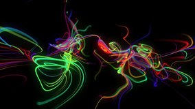 Abstract background flow of glow lines or light streaks. Running lights particles form in 3d space glowing beautiful curved lines like ball of wires burning with neon light. Beautiful creative bg. - Powered by Shutterstock - Get 15% off with code: PIKWIZARD15