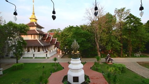 CHIANG MAI, THAILAND - March 28, 2019 : 4K video of Lanna style building in Darabhirom forest monastery, Chiangmai.
