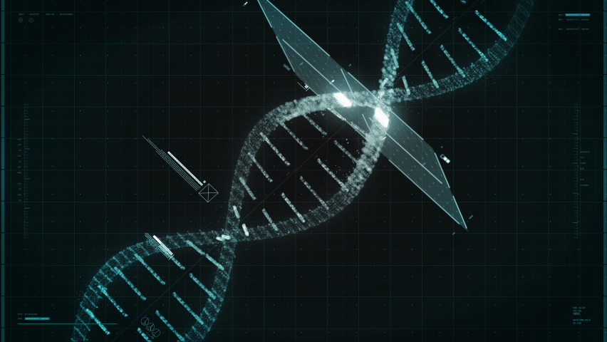 Epidemic Diseases Research. A Scanner is Cutting through the DNA Double Helix to Research the Solution for the Current Epidemic Disease. Tackling the Rapid Spread of the Epidemic. User Interface. DNA - Powered by Shutterstock - Get 15% off with code: PIKWIZARD15