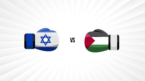 Israel vs Palestine. Concept of trade war, fight, sport match or war between Israel and Palestine.