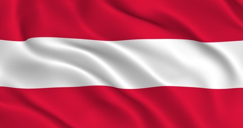 Austrian Flag Seamless Smooth Waving Animation. Wonderful flag of Austria with Folds. Symbol of the Austrian Republic. Flag background. Loop animation, 3D render, 4k resolution 4096x2160, 60fps