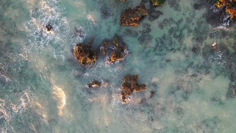 Aerial Drone Footage of Sunset along Trigg Beach and the West Coast Drive in Western Australia